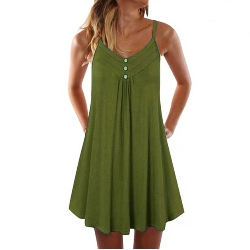 NWT casual soft green dress with side pockets Large